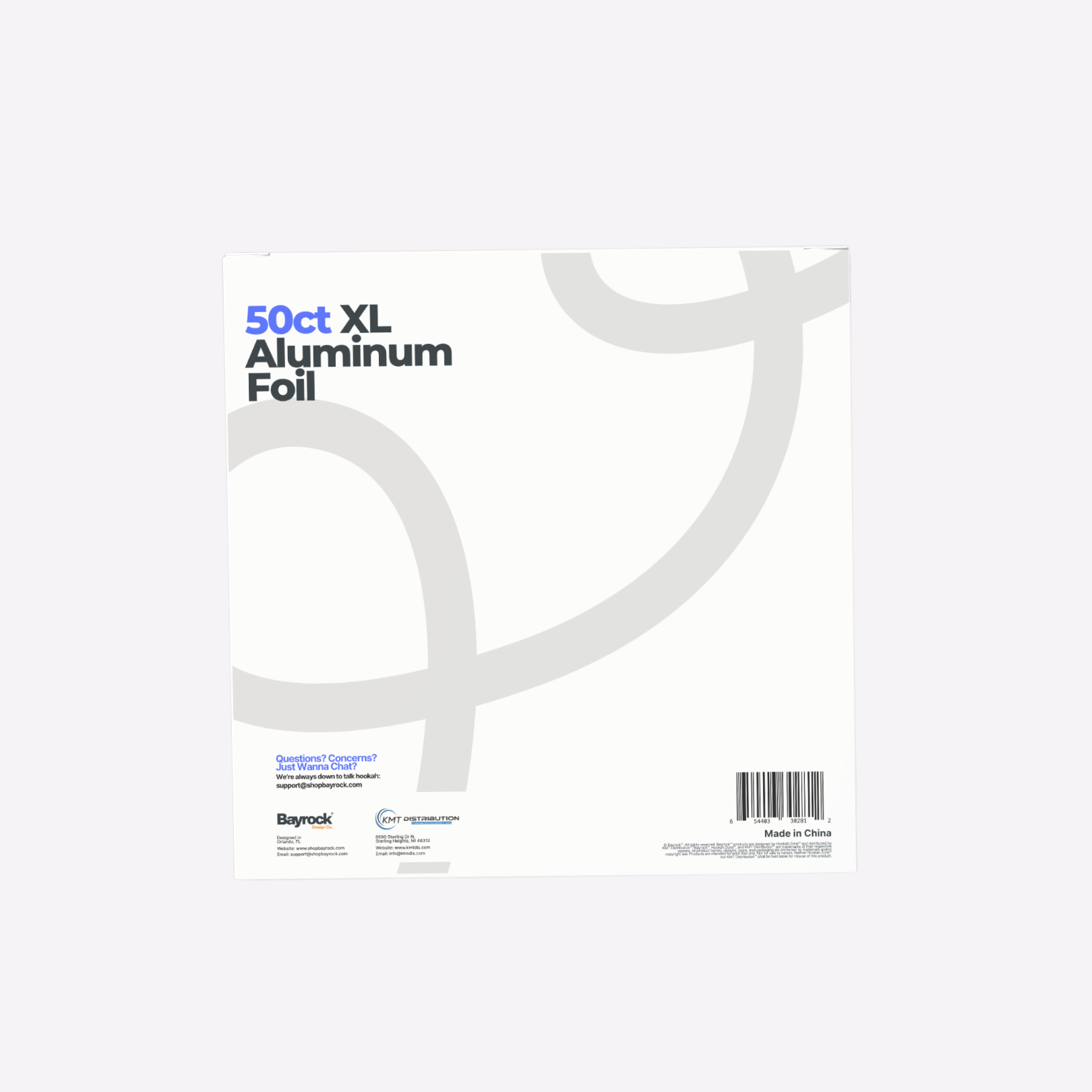 Package of 50ct XL Aluminum Foil with brand names on a white background