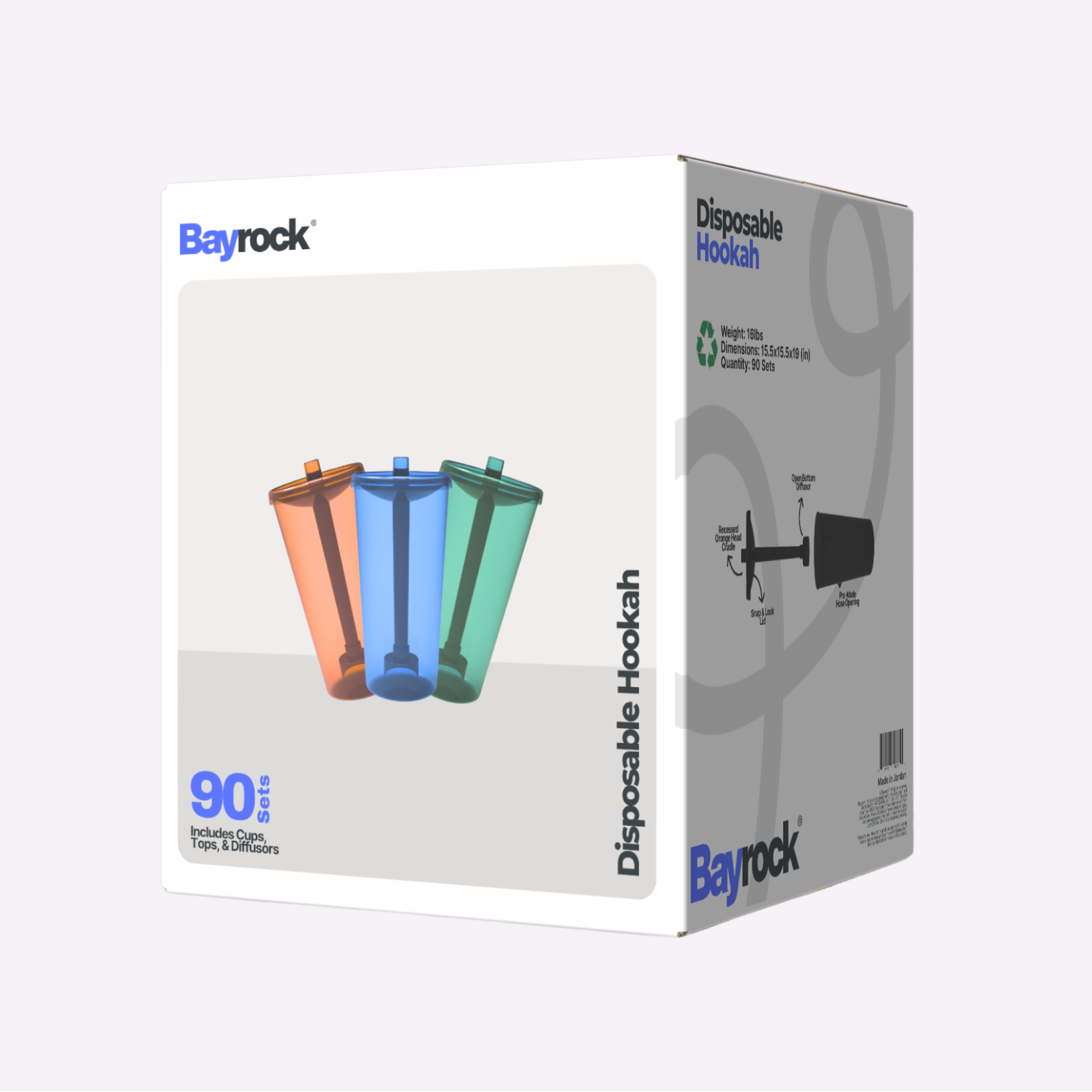 Bayrock disposable hookah packaging on a white background