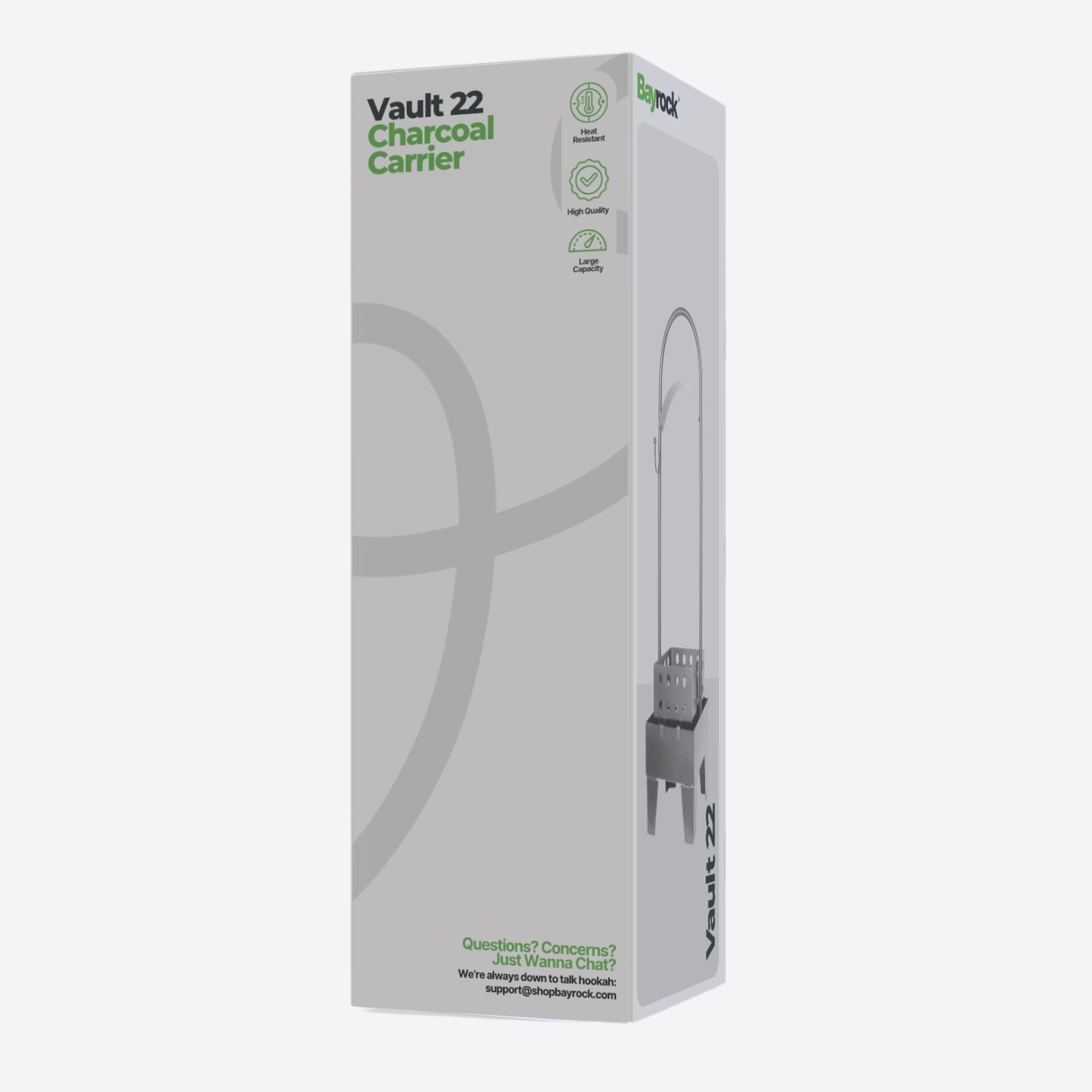 Vault 22 Charcoal Carrier packaging on a white background