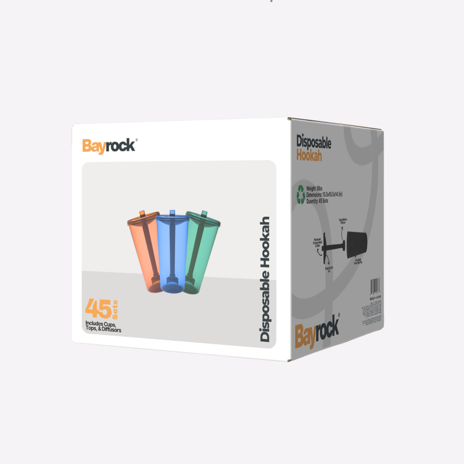 Bayrock disposable hookah packaging on a white background