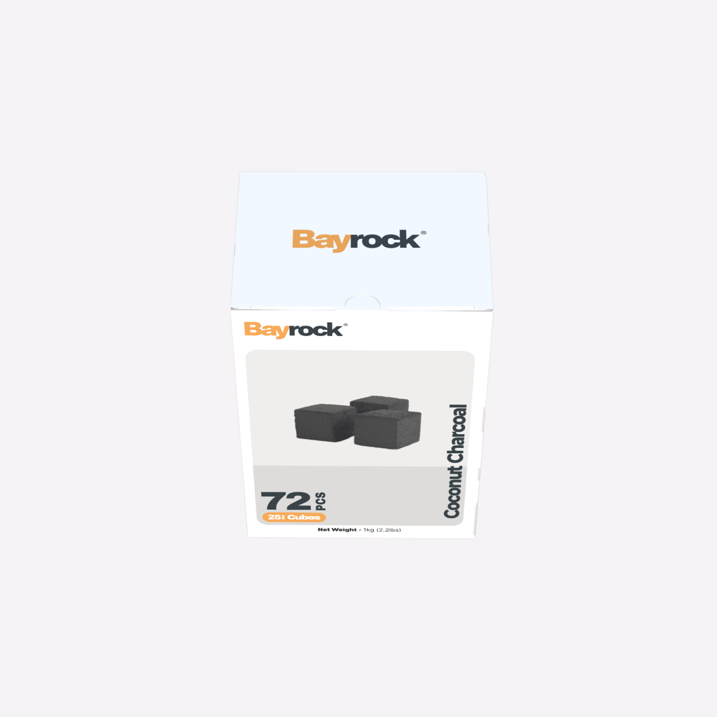 Bayrock coconut charcoal packaging on a white background