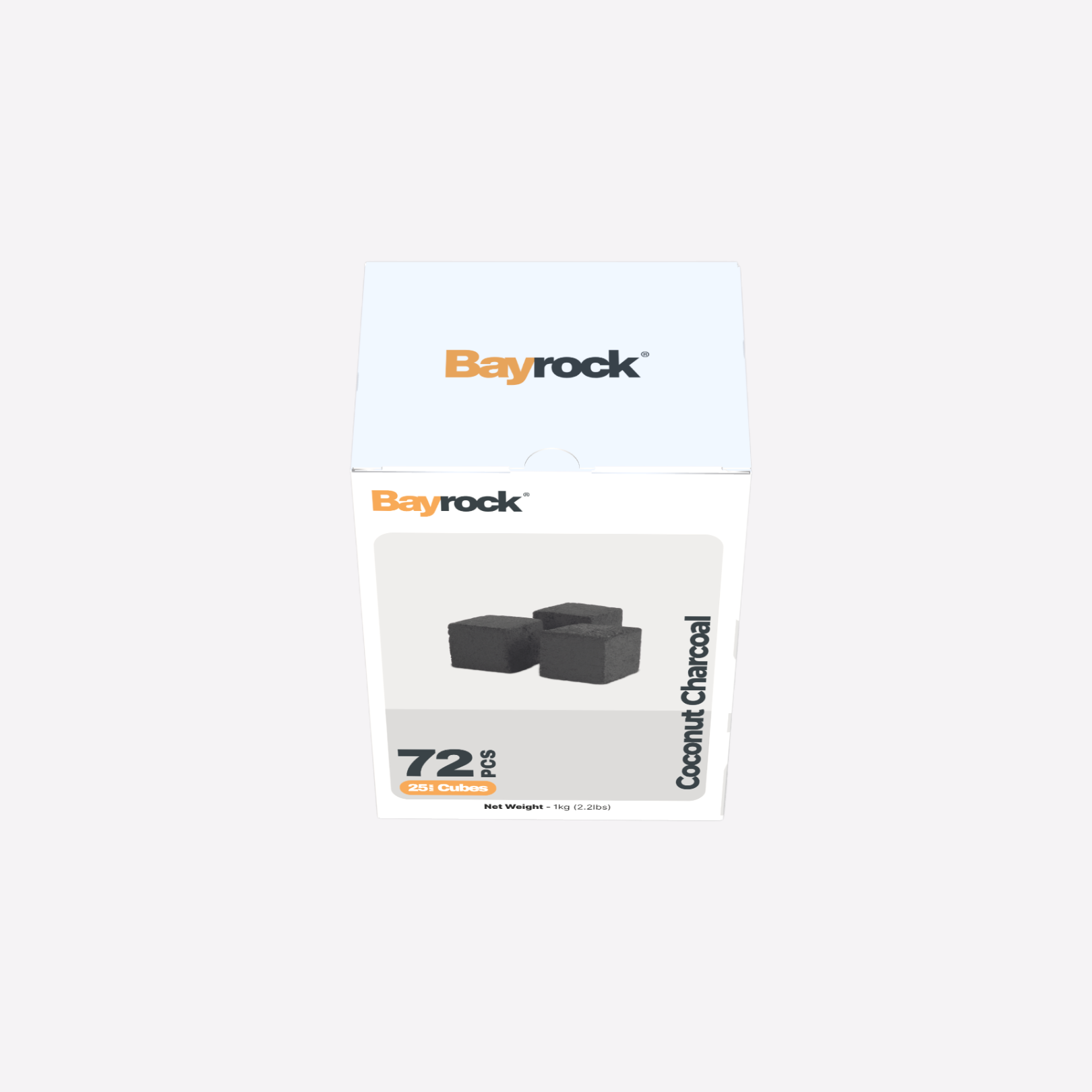 Bayrock coconut charcoal packaging on a white background