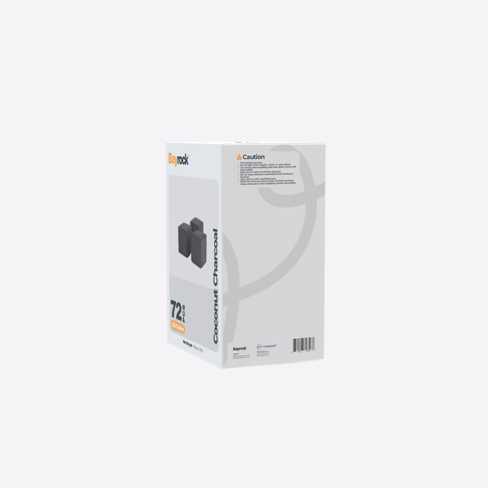 Box of coconut charcoal with a white background
