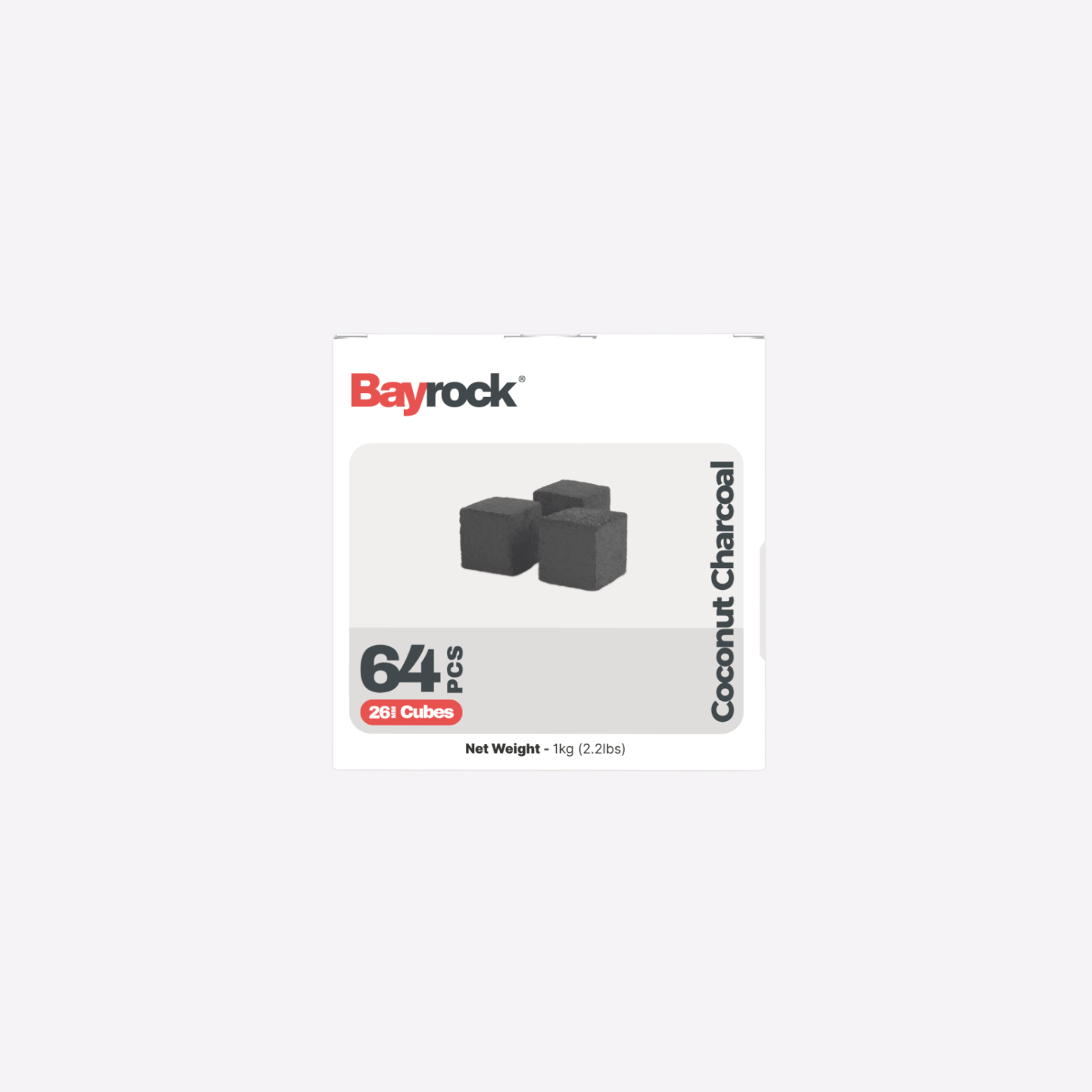 Bayrock coconut charcoal packaging on a white background