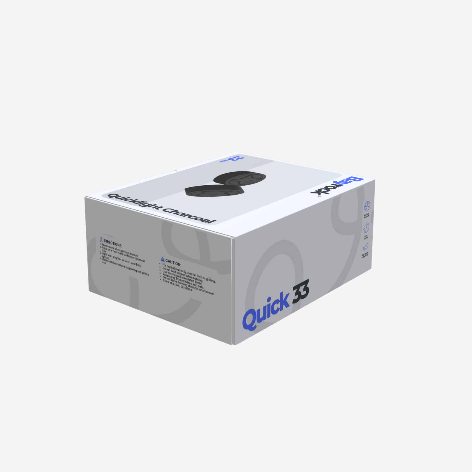 Box of Quick 33 charcoal on a white background