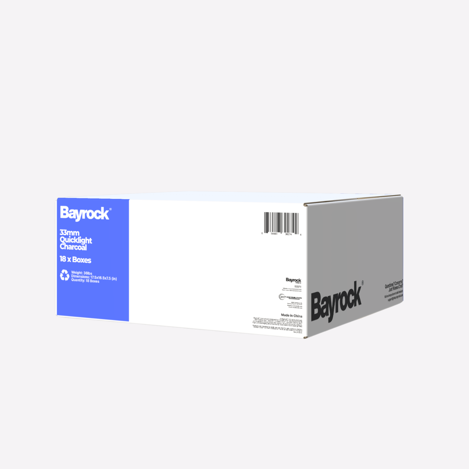Bayrock charcoal packaging on a white background