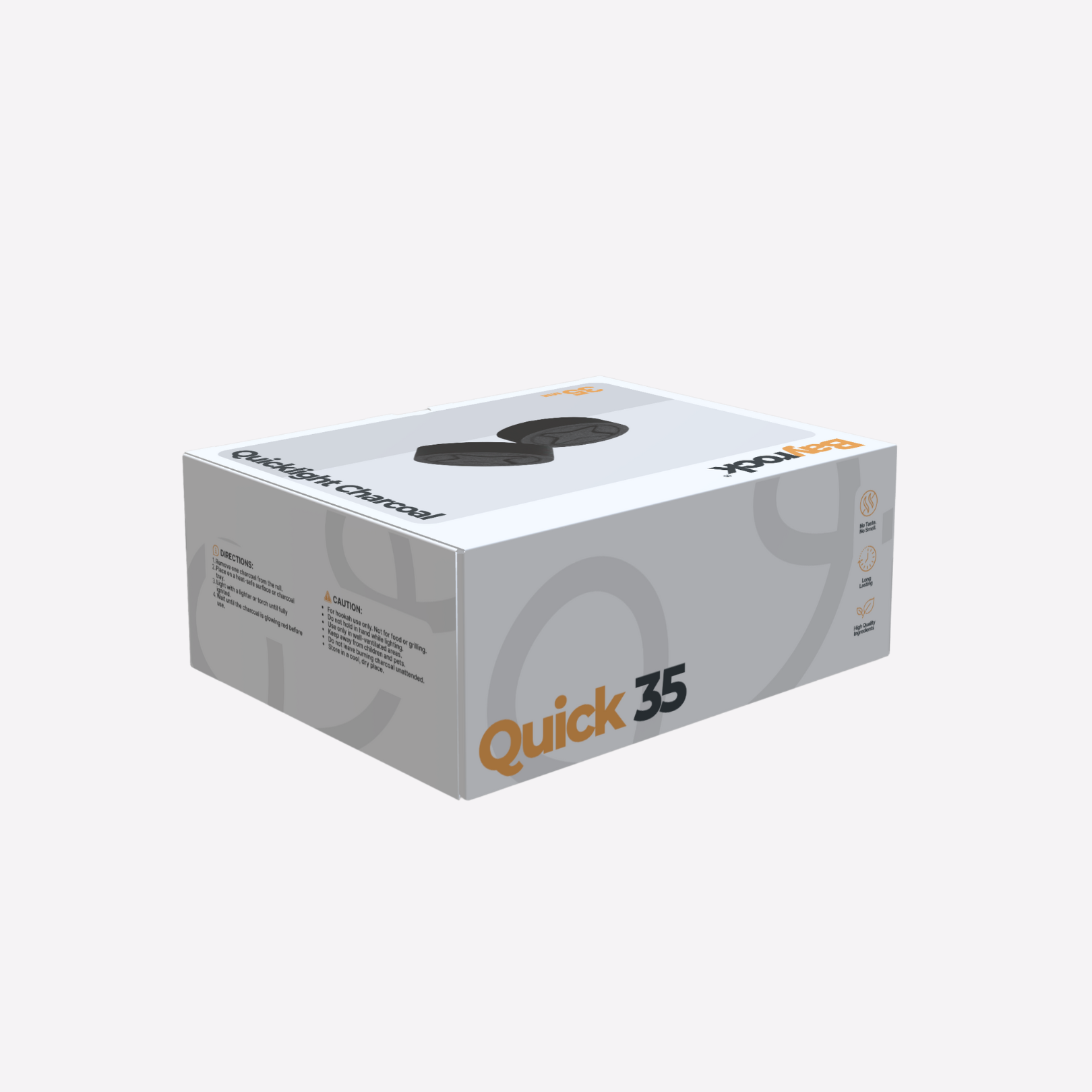 Product packaging box with 'Quick 35' branding on a white background