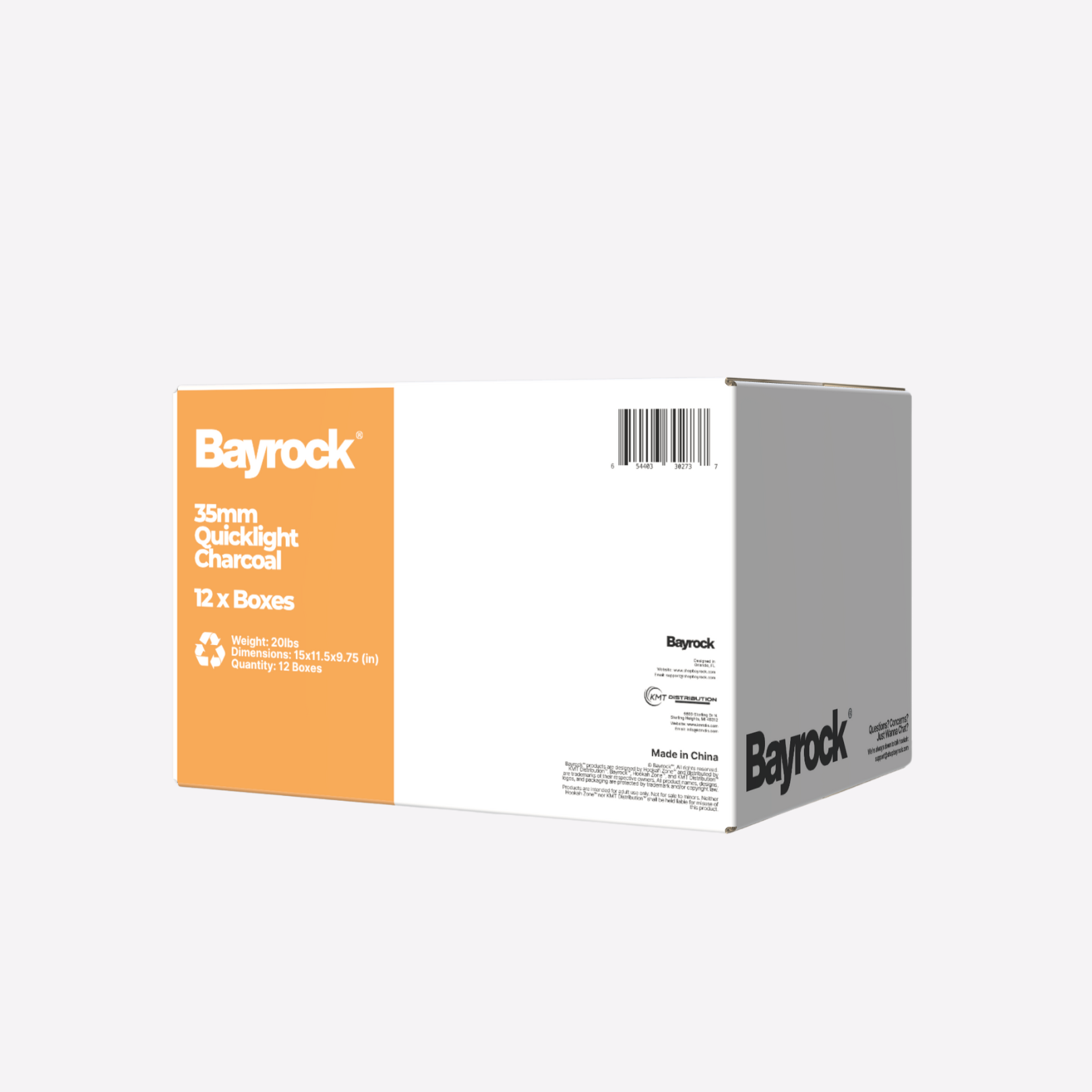 Bayrock charcoal packaging on a white background