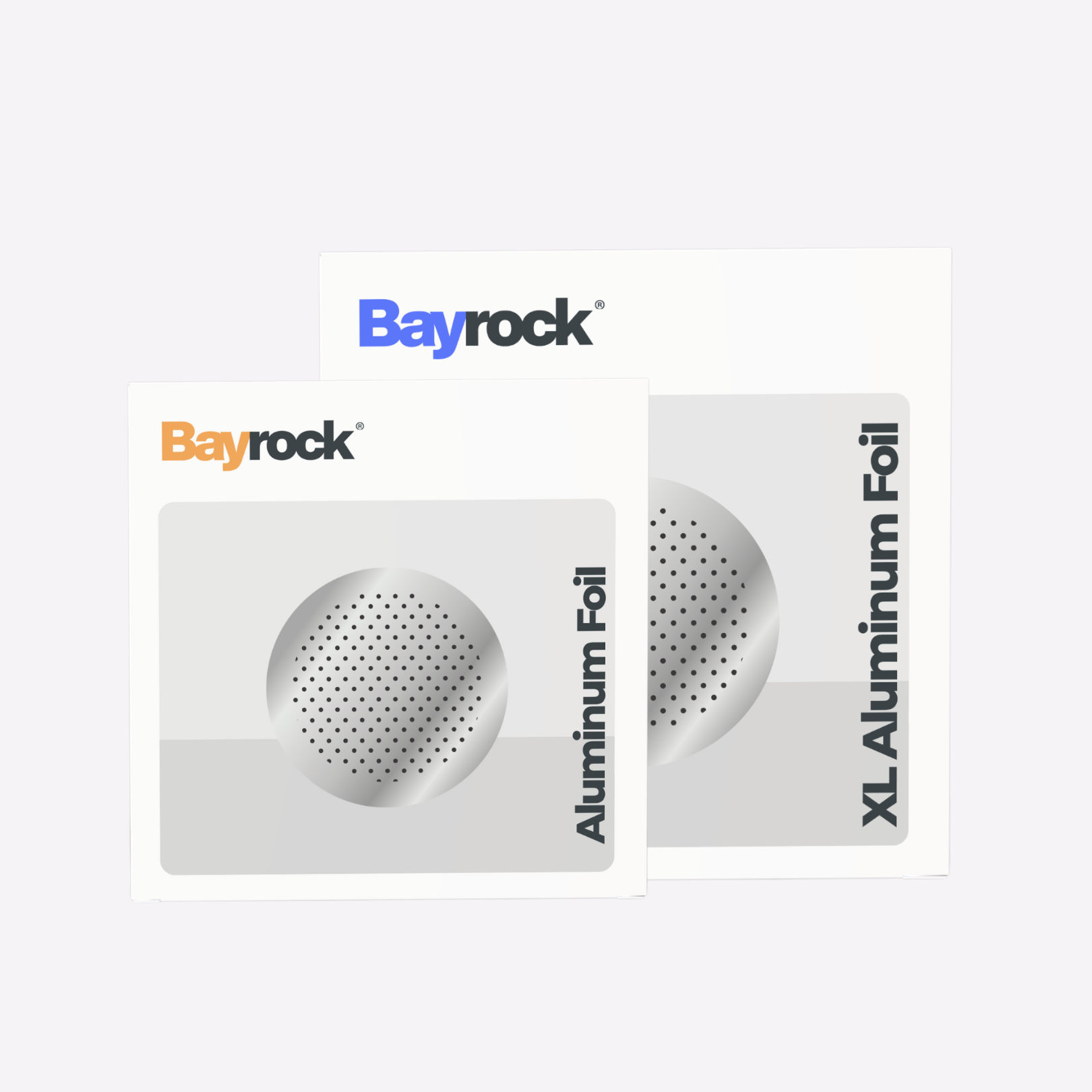 Bayrock packaging for aluminum foil on a white background
