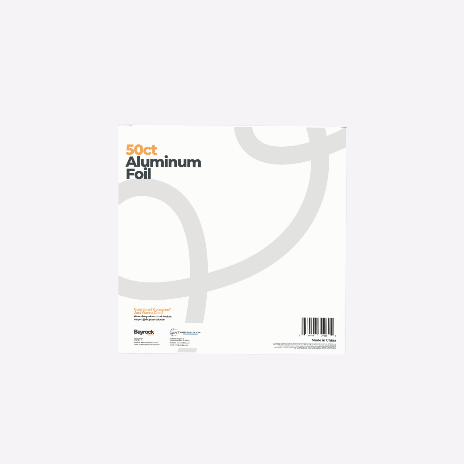 Package of 50ct aluminum foil on a white background