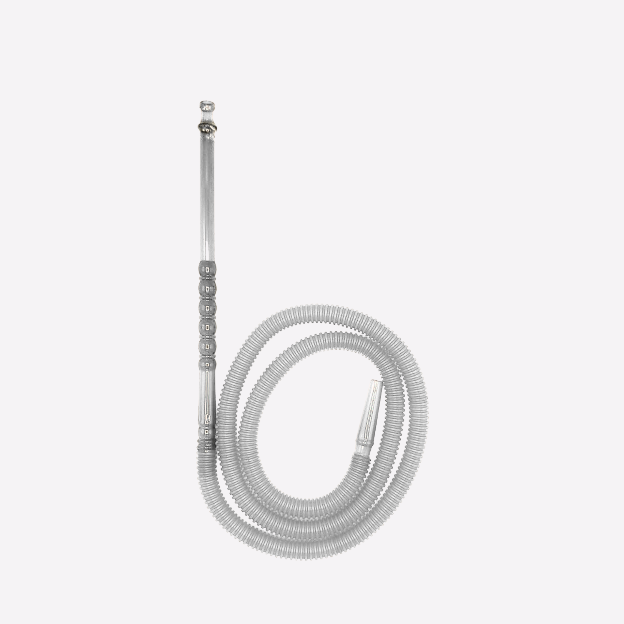 Coiled hose with a nozzle on a white background