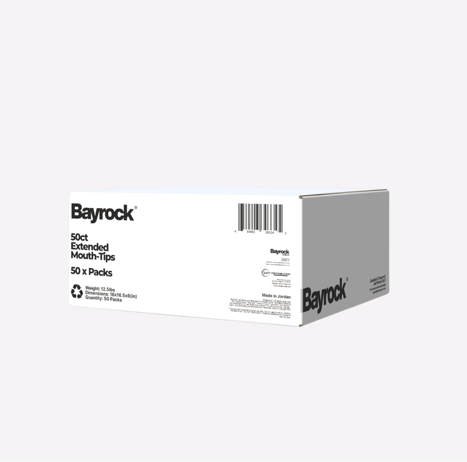 Bayrock packaging for extended mouth tips on a white background