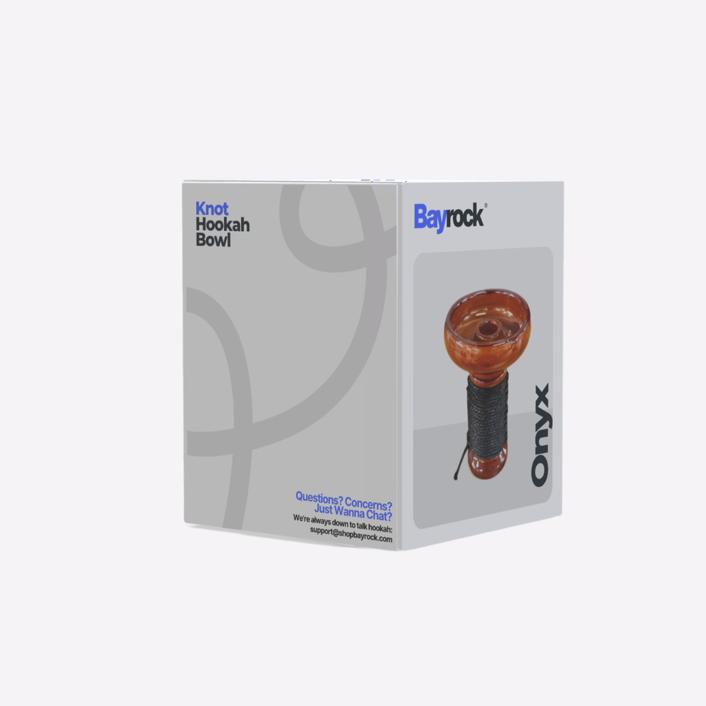 Box of Bayrock Onyx hookah bowl on a white background