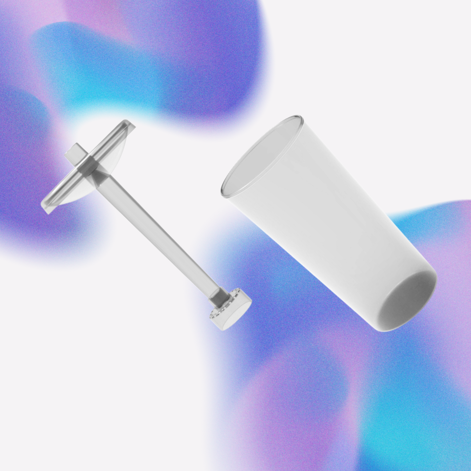 White cylindrical light fixture on a colorful abstract background